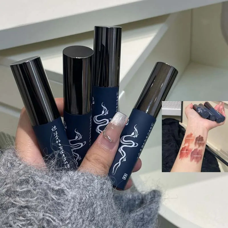 Velvet Matte Lip Glaze – Shimmer Nude & Grey Pink Waterproof Lipstick