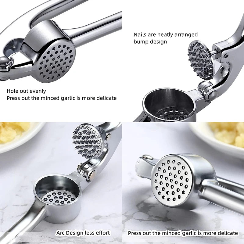 LMETJMA Stainless Steel Garlic Press – Easy-Squeeze Mincer & Crusher