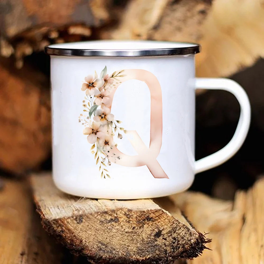 Personalized Floral Initial Mug – Monogram Coffee/Tea Gift for Weddings & Birthdays