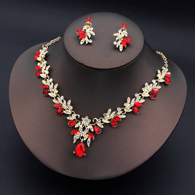 Elegant Bridal Necklace & Dangle Earrings Set – Two-Piece Wedding Jewelry