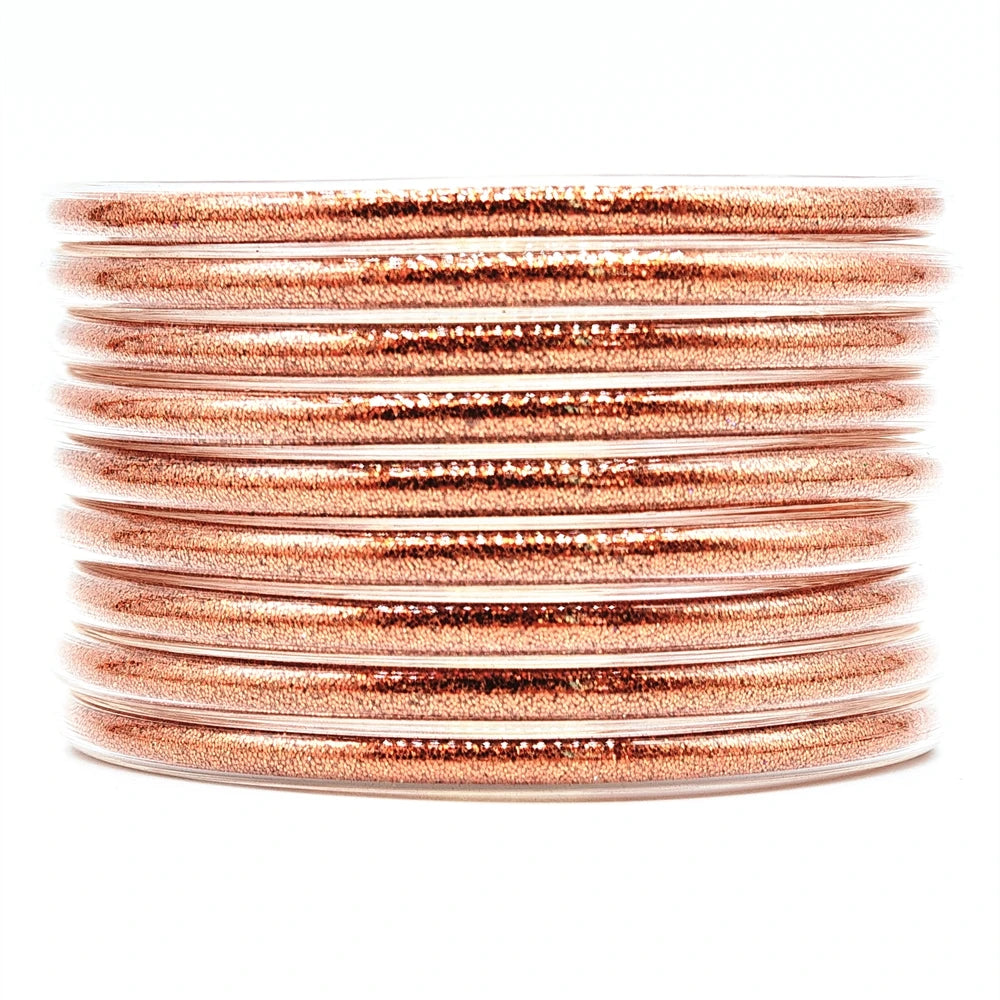 9-Piece Glitter Silicone Jelly Bangle Set – Metallic Bowknot Bracelets for Women & Girls