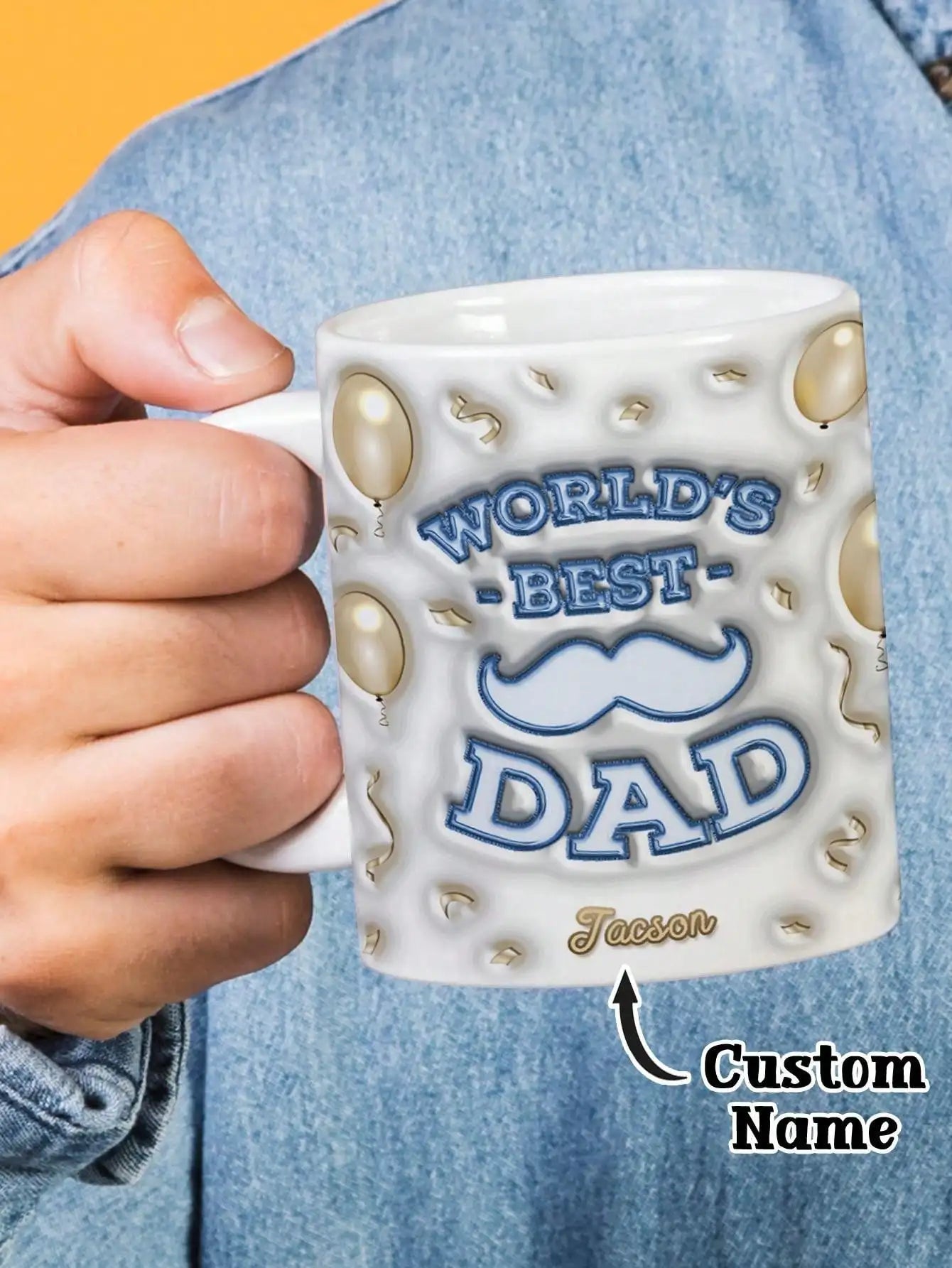 Personalized 3D Dad Mug – Custom Photo & Name Coffee Cup for Father's Day