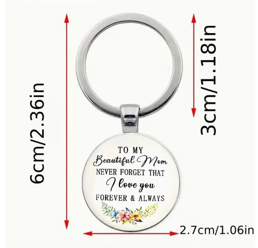 To My Beautiful Mom" Keychain – Mother’s Day & Birthday Gift from Daughter or Son