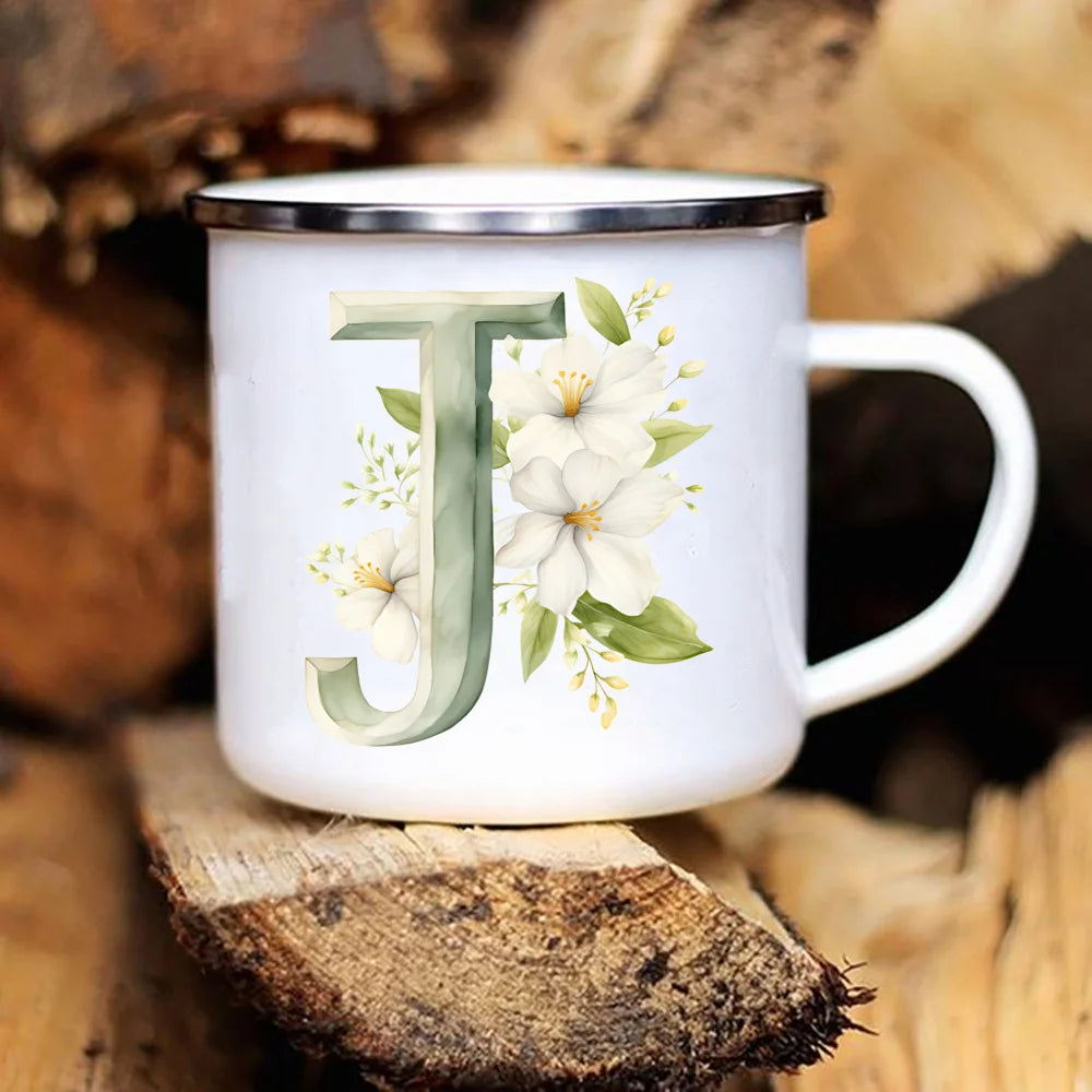 Personalized Floral Initial Mug – Monogram Coffee/Tea Gift for Weddings & Birthdays