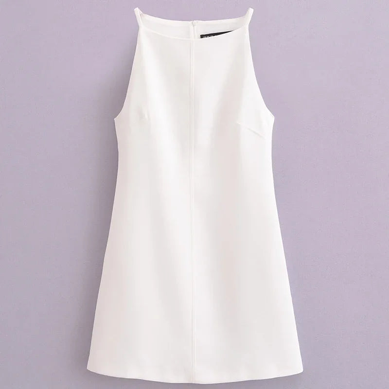 BWQ Fashion Summer Bodycon Dress – Sleeveless Mini Dress in White, Red, Blue, Black, Yellow