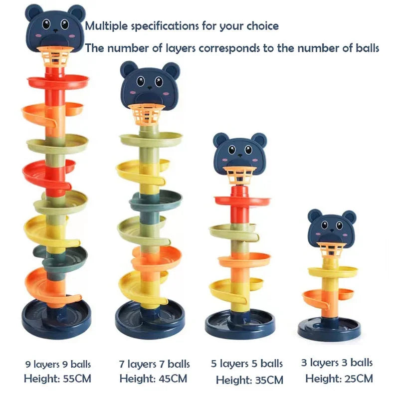 2–7 Layer Montessori Rolling Ball Tower – Educational Stacking Toy for Babies