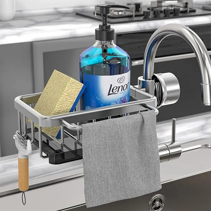 Stainless Steel Kitchen Sink Drainer & Faucet Towel Rack Organizer