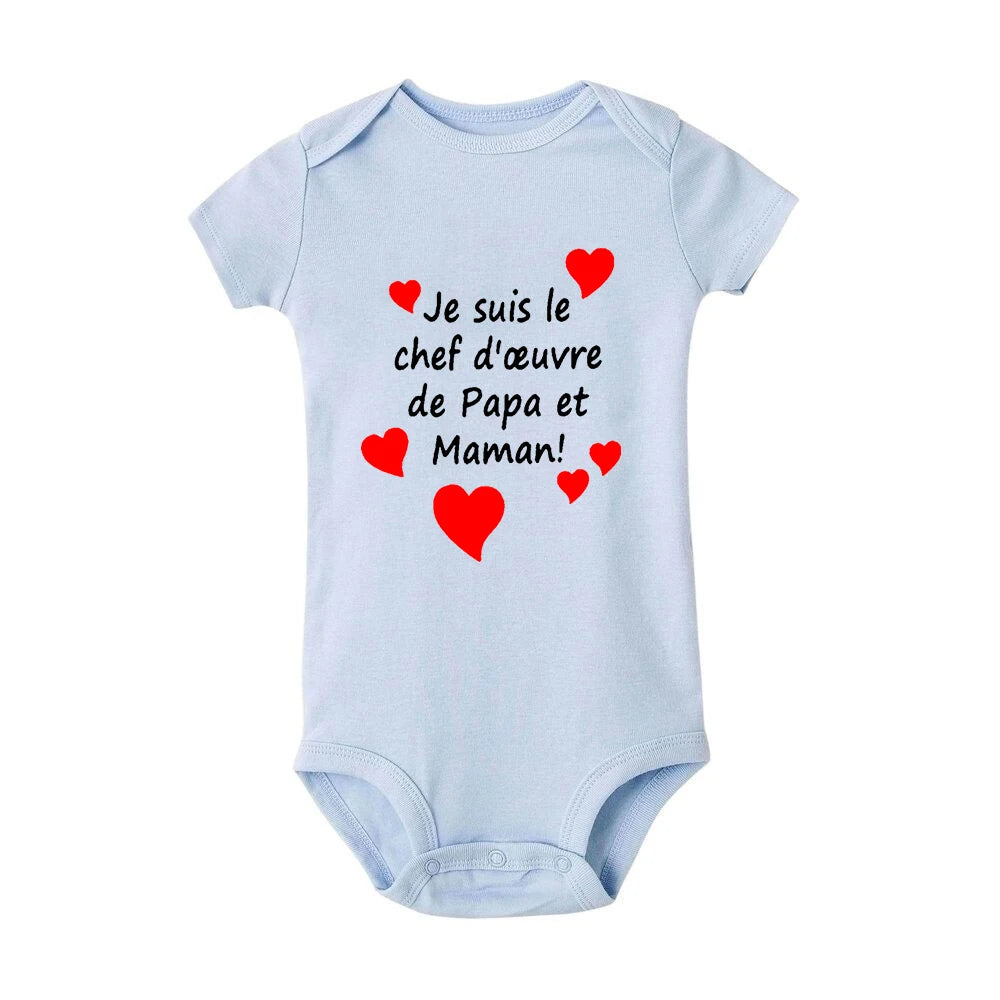 I Am Mom and Dad's Masterpiece" Baby Romper – Perfect for Mother's & Father's Day