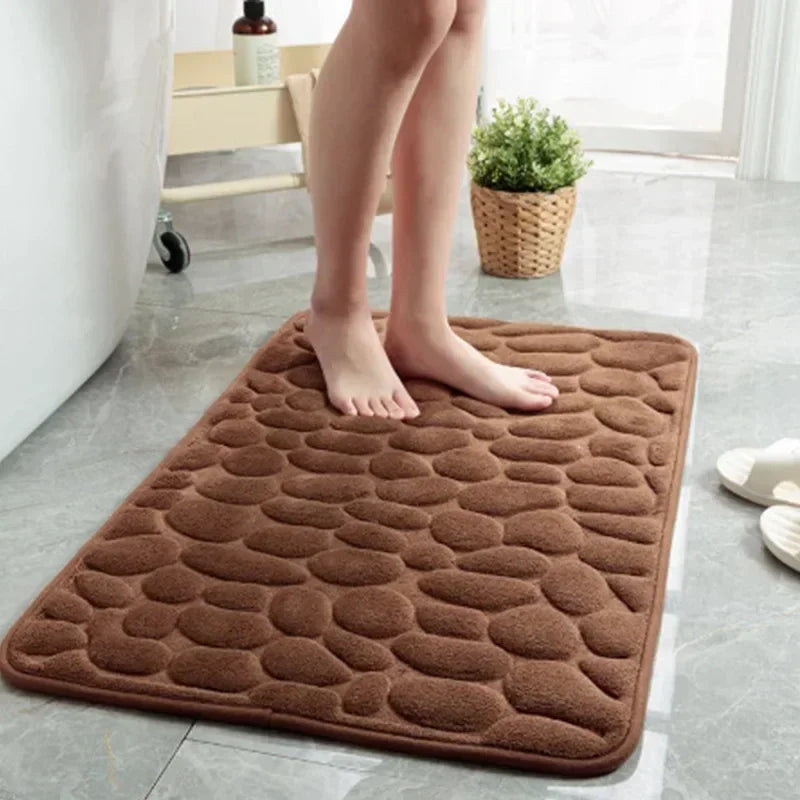 Super Absorbent Cobblestone Bath Mat – Non-Slip Bathroom Rug for Shower