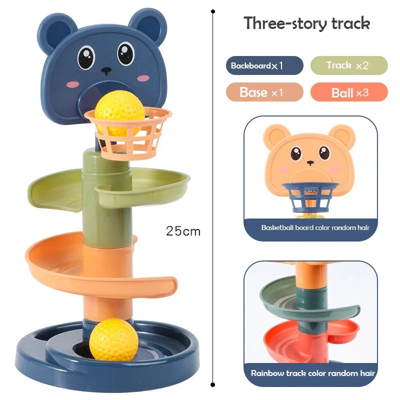 2–7 Layer Montessori Rolling Ball Tower – Educational Stacking Toy for Babies
