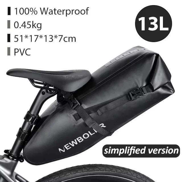 NEWBOLER Waterproof 13L Bike Saddle Bag – Large Capacity Tail Rear Bag for MTB & Road