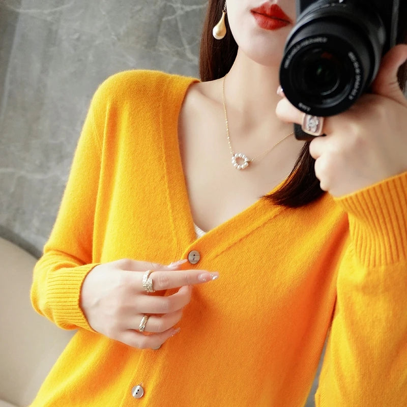 2024 V-Neck Women's Loose Sweater Cardigan ZHI D035