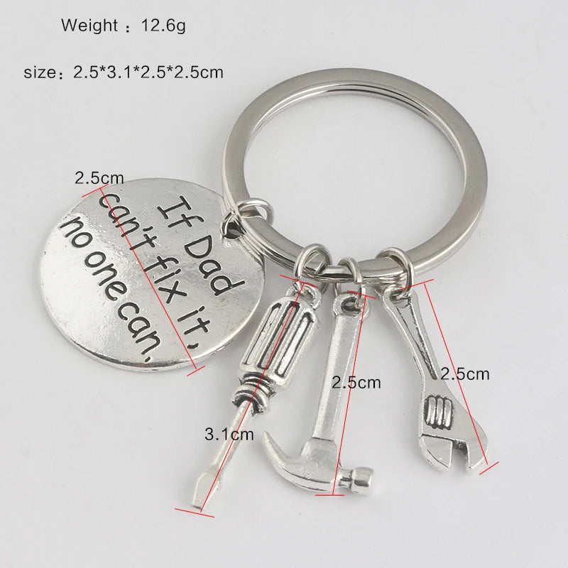 If Dad Cant Fix It No One Can Hand Tools Keychain Fathers Day Pendant Key Chain for Men Keyring Jewelry Gift