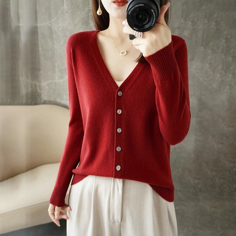 2024 V-Neck Women's Loose Sweater Cardigan ZHI D035