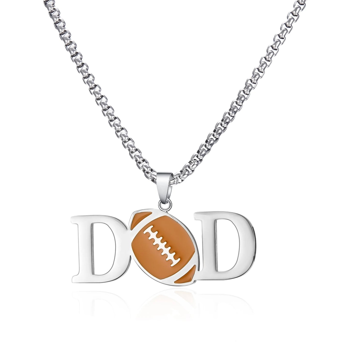 Father’s Day Sports Pendant Necklace – Stainless Steel Basketball/Soccer Charm for Men
