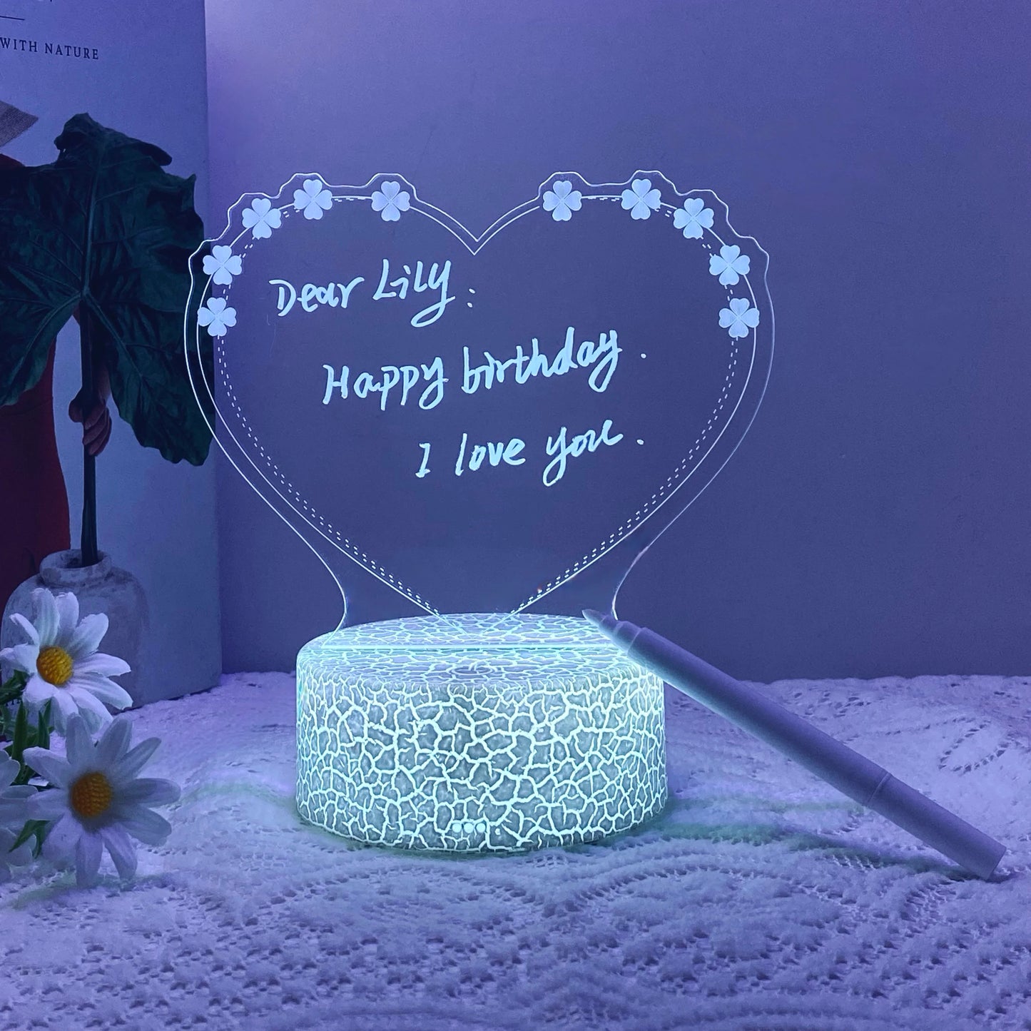 Heart-Shaped 3D Message Nightlight – USB Table Gift Light