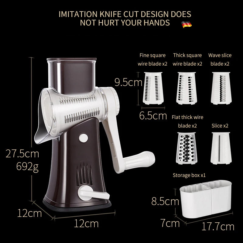 12-in-1 Veg Cutter & Grater – Manual Slicer & Chopper