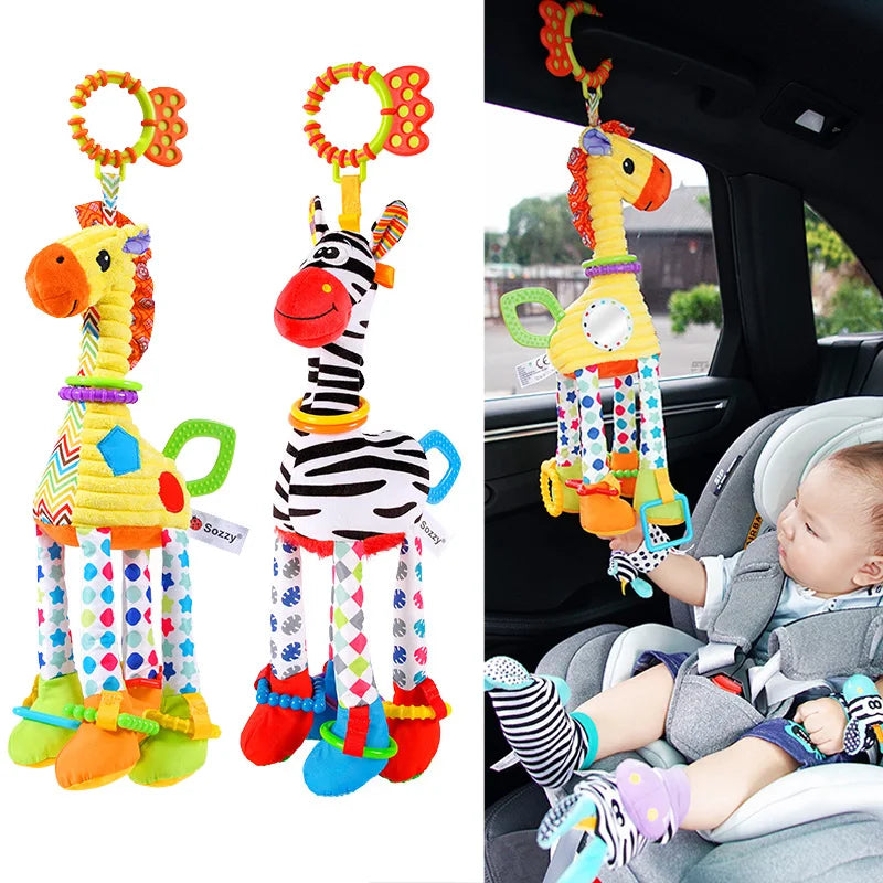 Soft Animal Handbell Rattles with Teether for Newborns