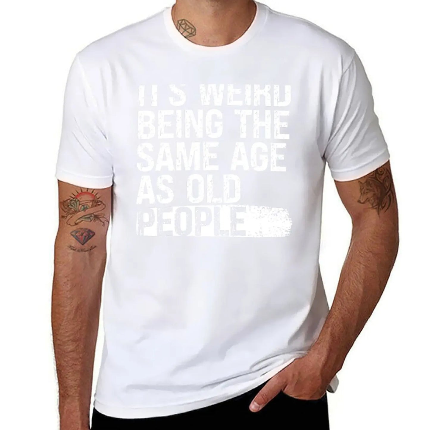 Funny Graphic T-Shirt – "Same Age as Old People" Anime Short Sleeve Tee
