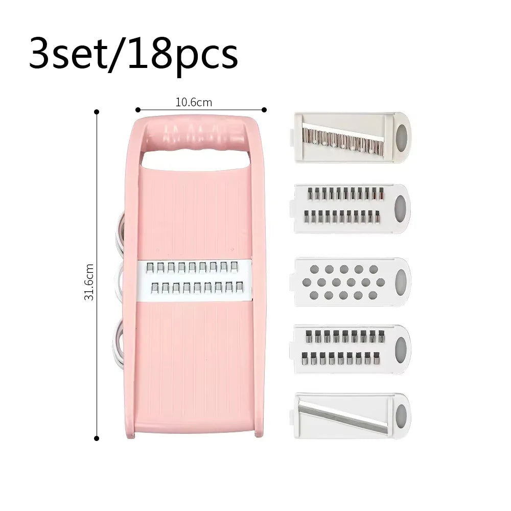 5-in-1 Manual Vegetable Slicer – Multi-Functional Cutter, Grater & Dicer for Kitchen Use