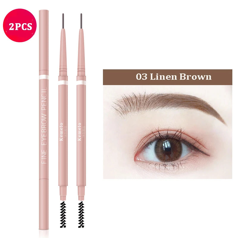 1.5mm Ultra Fine Double-Ended Waterproof Eyebrow Pencil - Long Lasting & Automatic