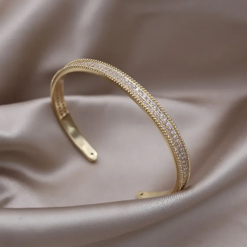 2024 French Design Two-Color Plated Zircon Letter X Bracelet – Elegant Women's Work Accessory