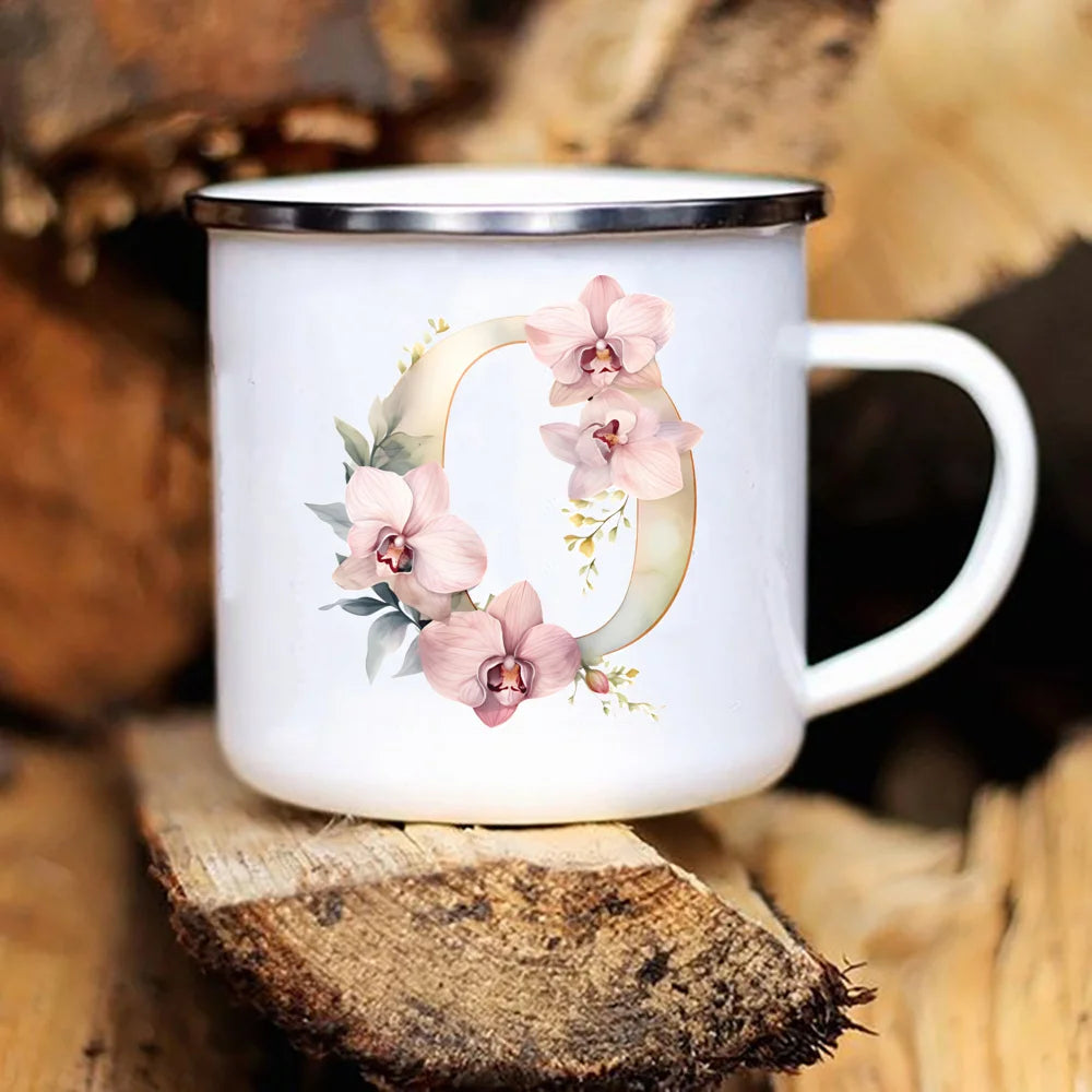 Personalized Floral Initial Mug – Monogram Coffee/Tea Gift for Weddings & Birthdays