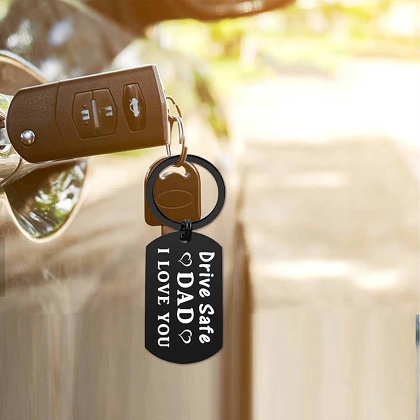 Drive Safe Dad Keychain – Love You Dad Gift from Daughter or Son