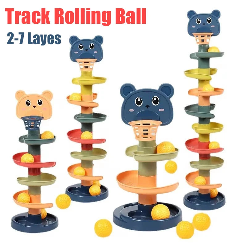 2–7 Layer Montessori Rolling Ball Tower – Educational Stacking Toy for Babies
