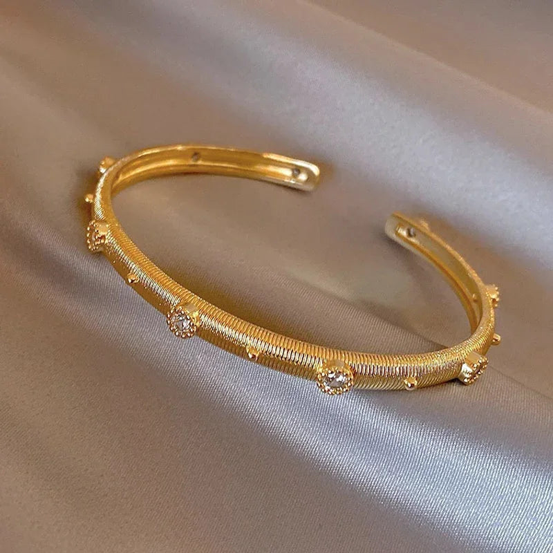 2024 French Design Two-Color Plated Zircon Letter X Bracelet – Elegant Women's Work Accessory