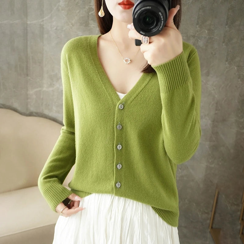 2024 V-Neck Women's Loose Sweater Cardigan ZHI D035