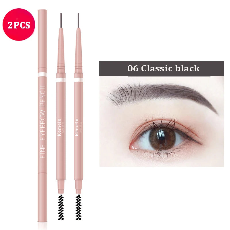 1.5mm Ultra Fine Double-Ended Waterproof Eyebrow Pencil - Long Lasting & Automatic