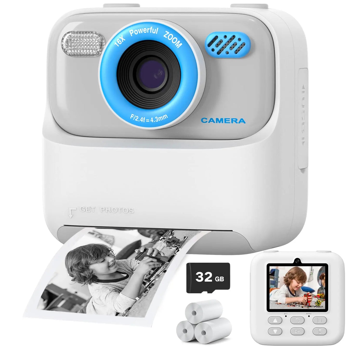 Kids Instant Print Camera 1080P HD Dual Lens – 32GB Selfie Digital Gift