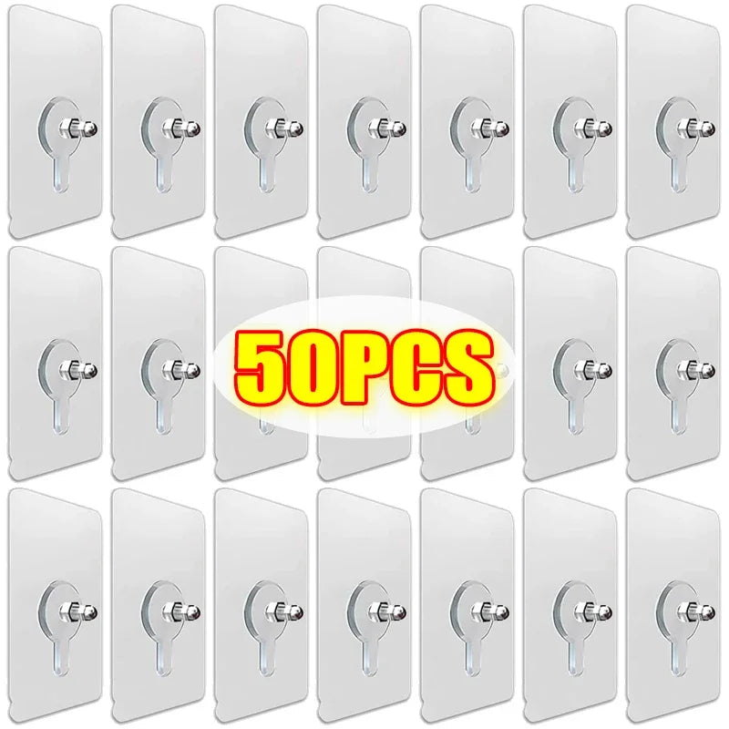 Adhesive Wall Hooks – Punch-Free Hanging for Frames, Clocks & More (50/1 Pcs)