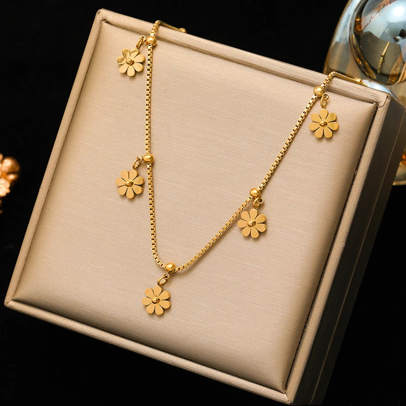 EILIECK Gold Heart Necklace & Earrings Set – Waterproof Stainless Steel Jewelry