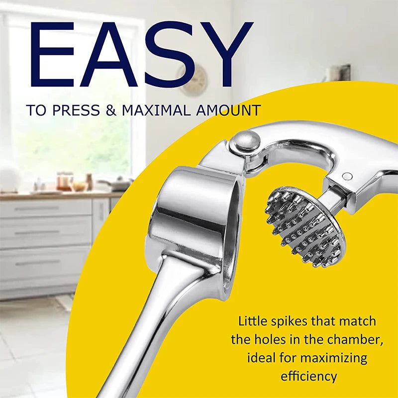 LMETJMA Stainless Steel Garlic Press – Easy-Squeeze Mincer & Crusher