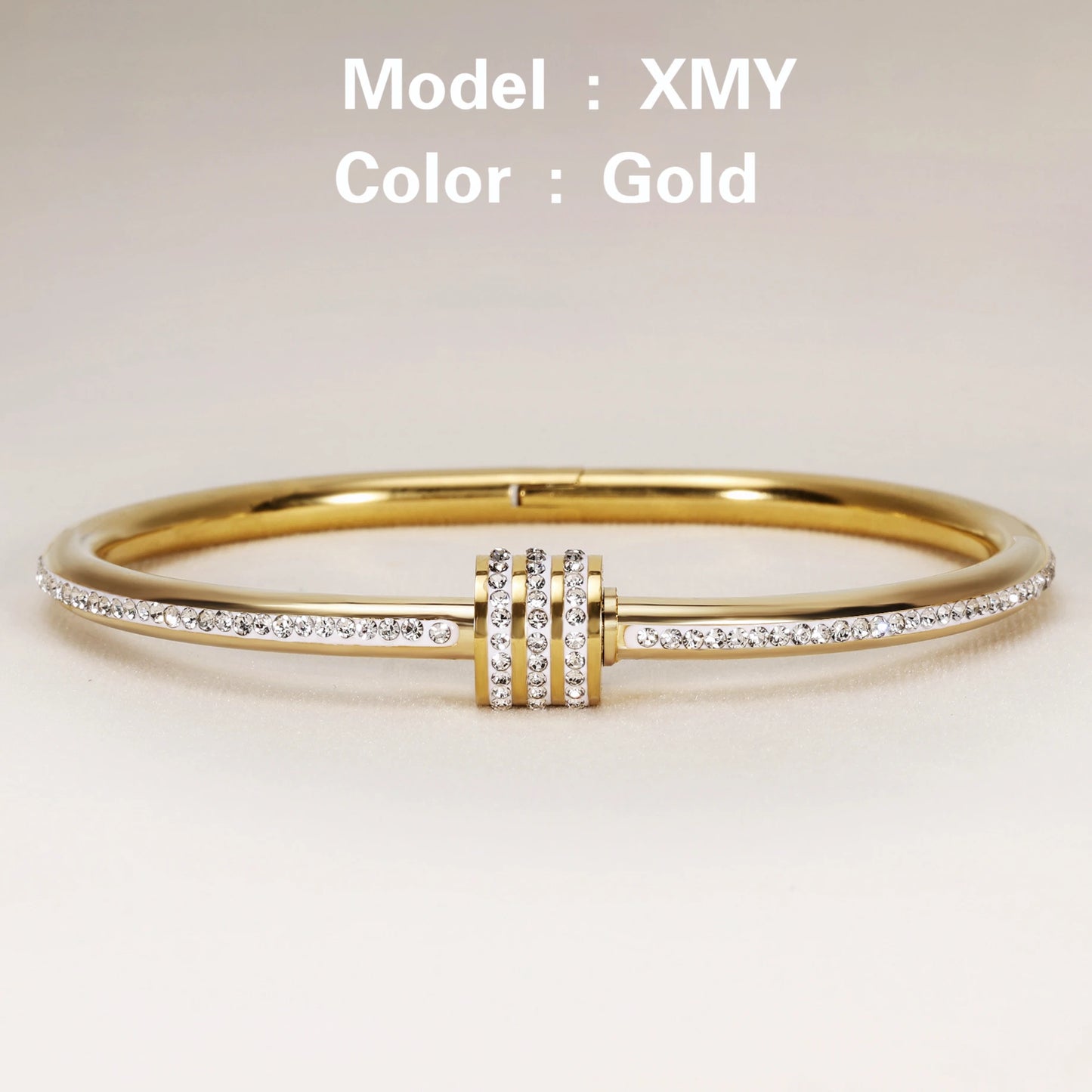 Mariasz Gold Zircon Bangle – Minimalist Waterproof Bracelet