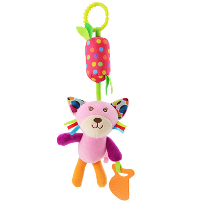 Soft Animal Handbell Rattles with Teether for Newborns