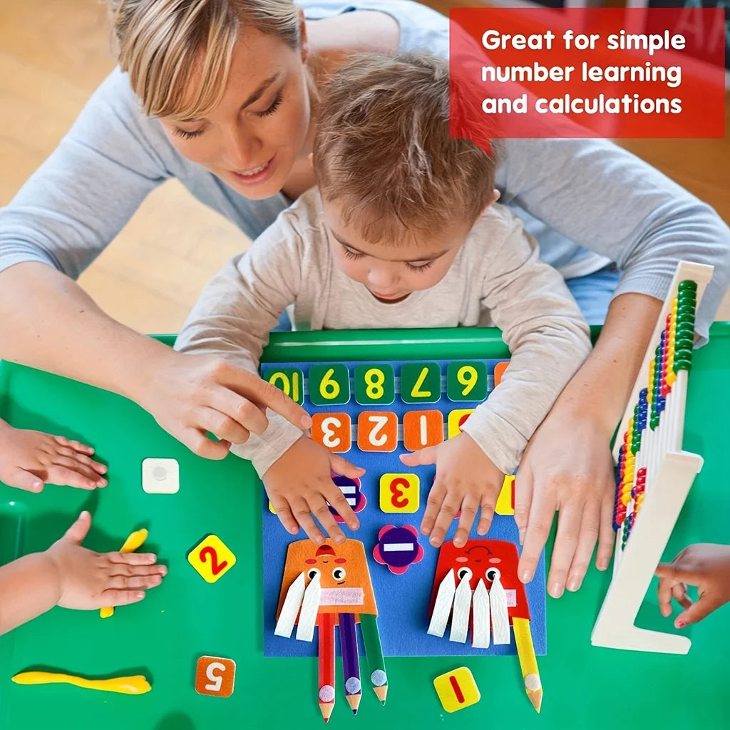Montessori Pencil Shape Counting Toy for Toddlers – Felt Math & Numbers Set