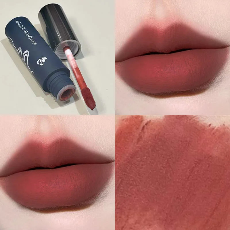 Velvet Matte Lip Glaze – Shimmer Nude & Grey Pink Waterproof Lipstick