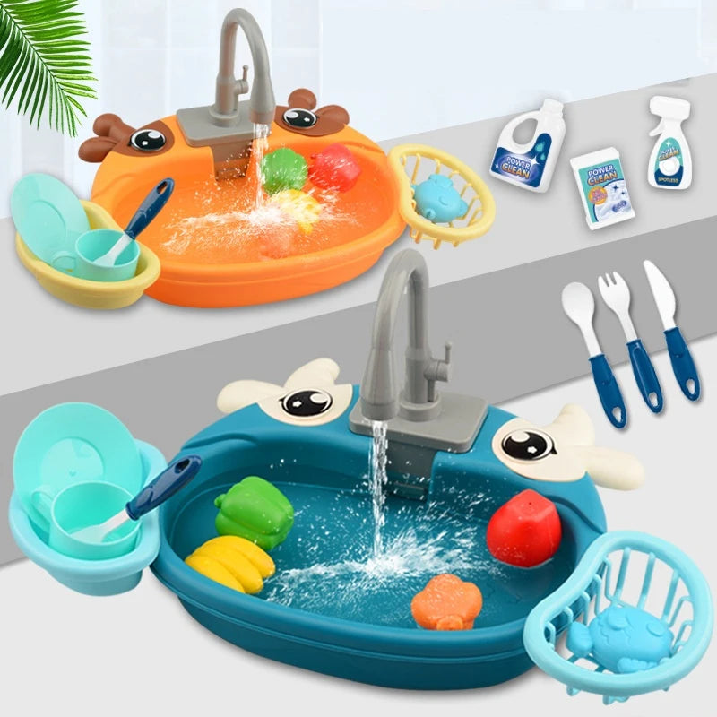 Kids Play House Kitchen Set – Electric Dishwasher & Sink with Circulating Water