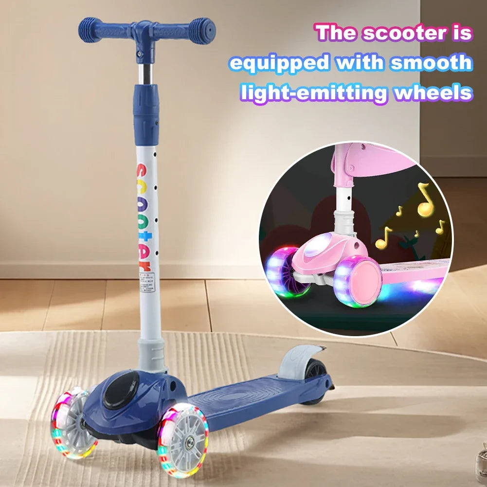 3-in-1 Children's Kick Scooter – Foldable 3-Wheel Micro Scooter for Kids Ages 2-6