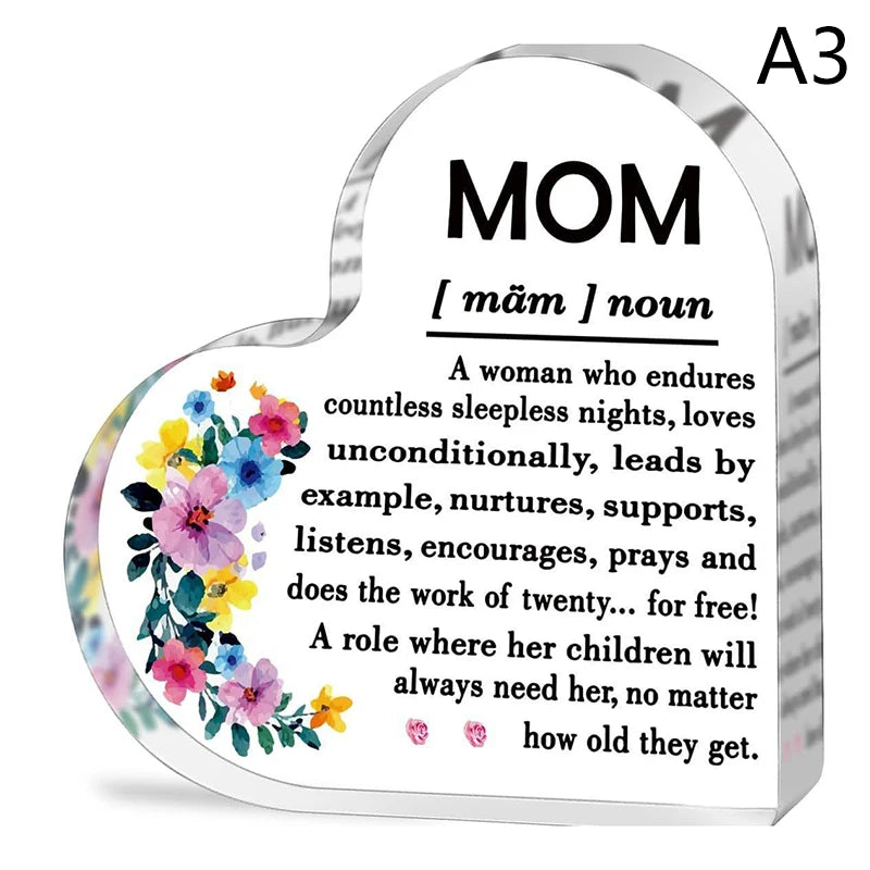 Heart Shape Acrylic Plaque for Dad Mom Birthday Father's Day Thankful Quote Blessed Wish Memorial Keepsake Gift Thank you Dad