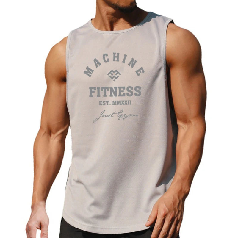 Men’s Mesh Muscle Tank Top – Sleeveless Quick-Dry Gym Fitness Singlet