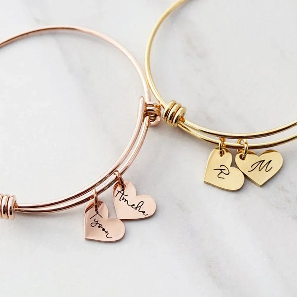 Custom Name Bangles – 1-4 Engraved Names, Stainless Steel Bracelet