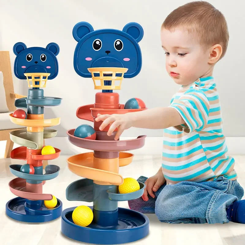 2–7 Layer Montessori Rolling Ball Tower – Educational Stacking Toy for Babies