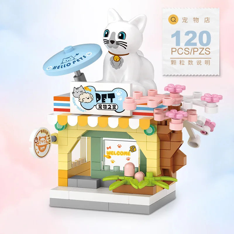 House Building Blocks Dessert Store Street View Snack Street Children's Toys Boys and Girls Gifts Compatible With Lego
