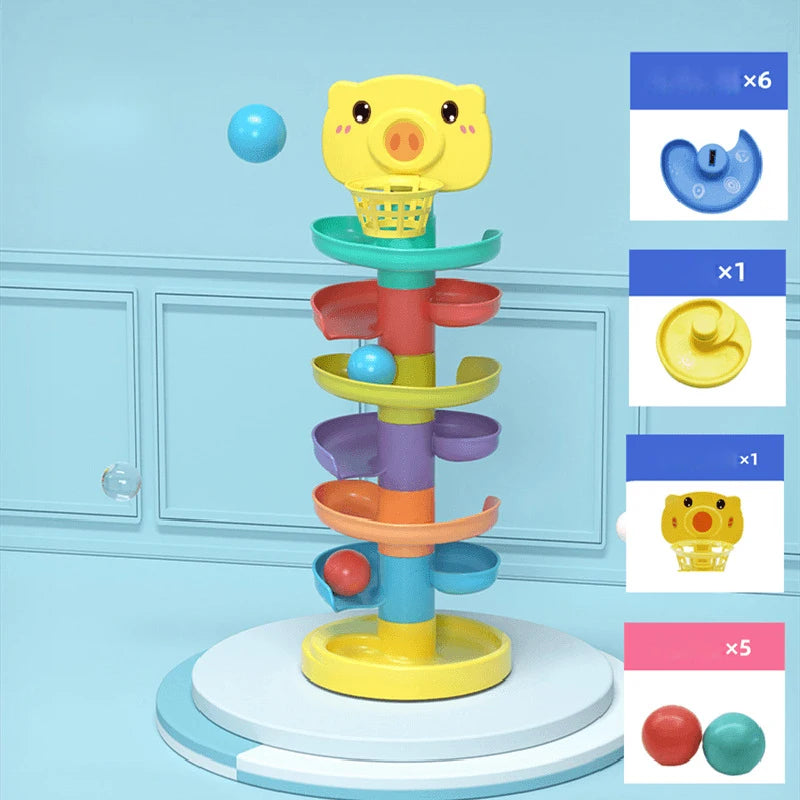 Montessori Ball Drop Stacking Toy – Baby Development Toy for Toddlers 1-3