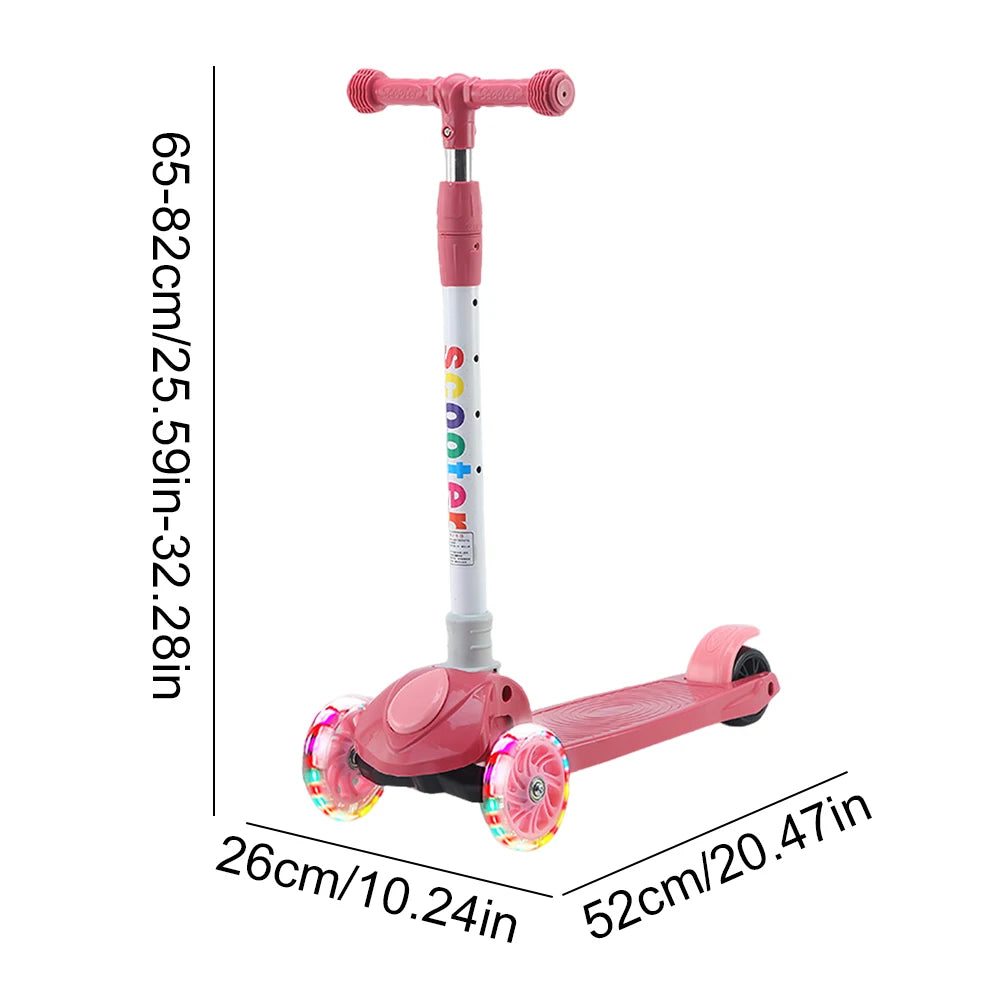 Kids Push Scooter – Light-Up Wheels, Adjustable Height, 3-Wheel Lean-to-Steer for Ages 3-10
