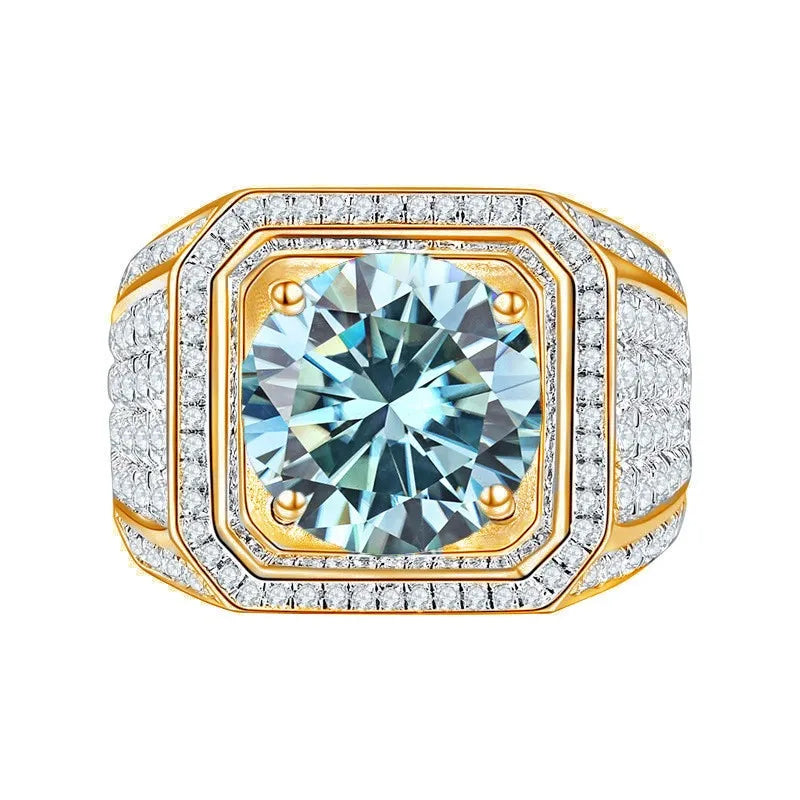 1CT Moissanite Men's Ring – 6.5mm Platinum-Plated 925 Silver with GRA Certificate